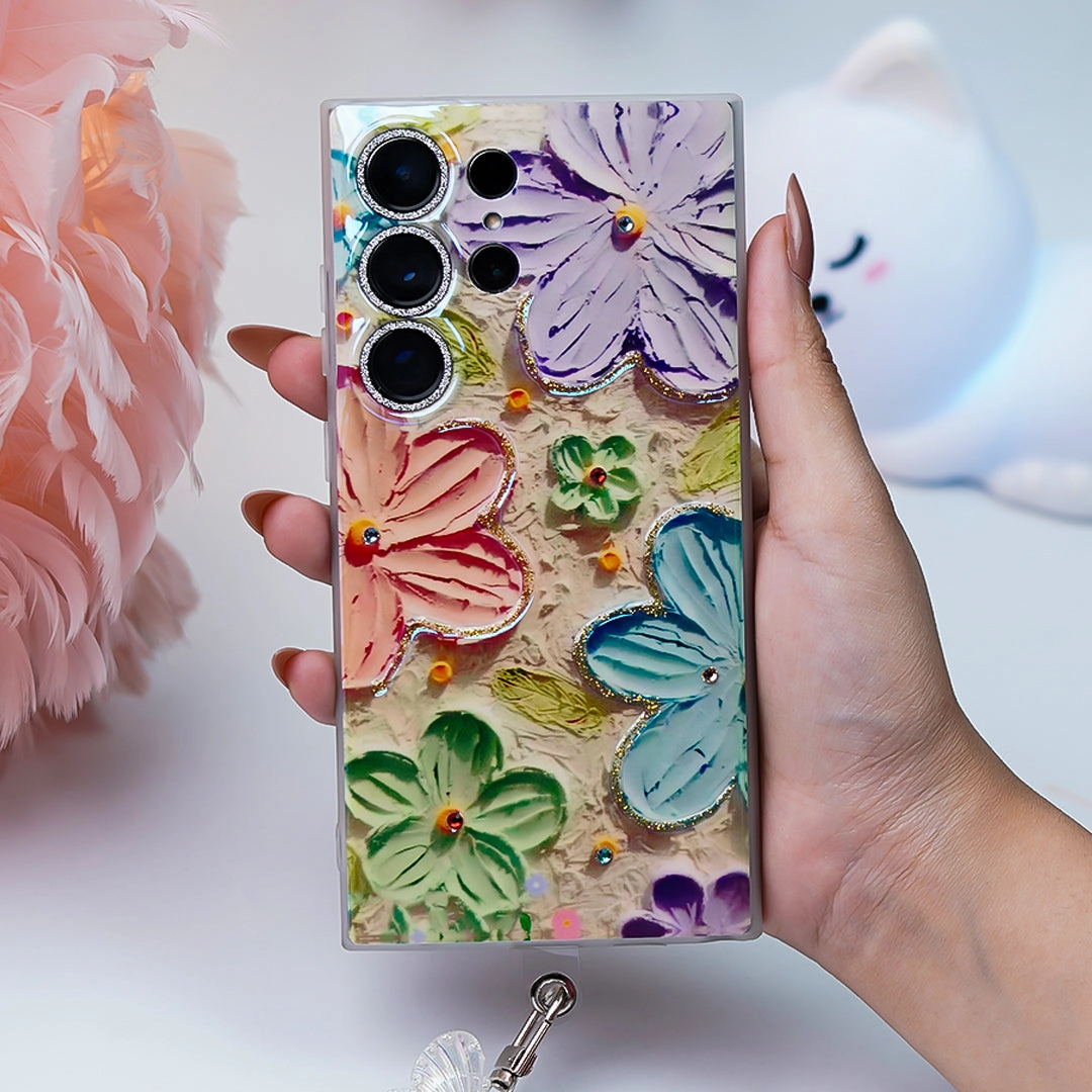 Hand Feel Eco Friendly Blooming Secrets Floral Paradise Lanyard Case - Samsung