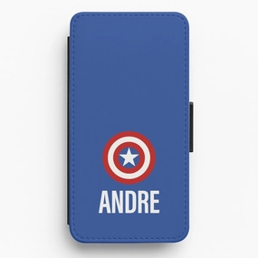 Shock Absorption Layer Captain America - Personalised Superhero Comic Flip / Wallet Phone Case