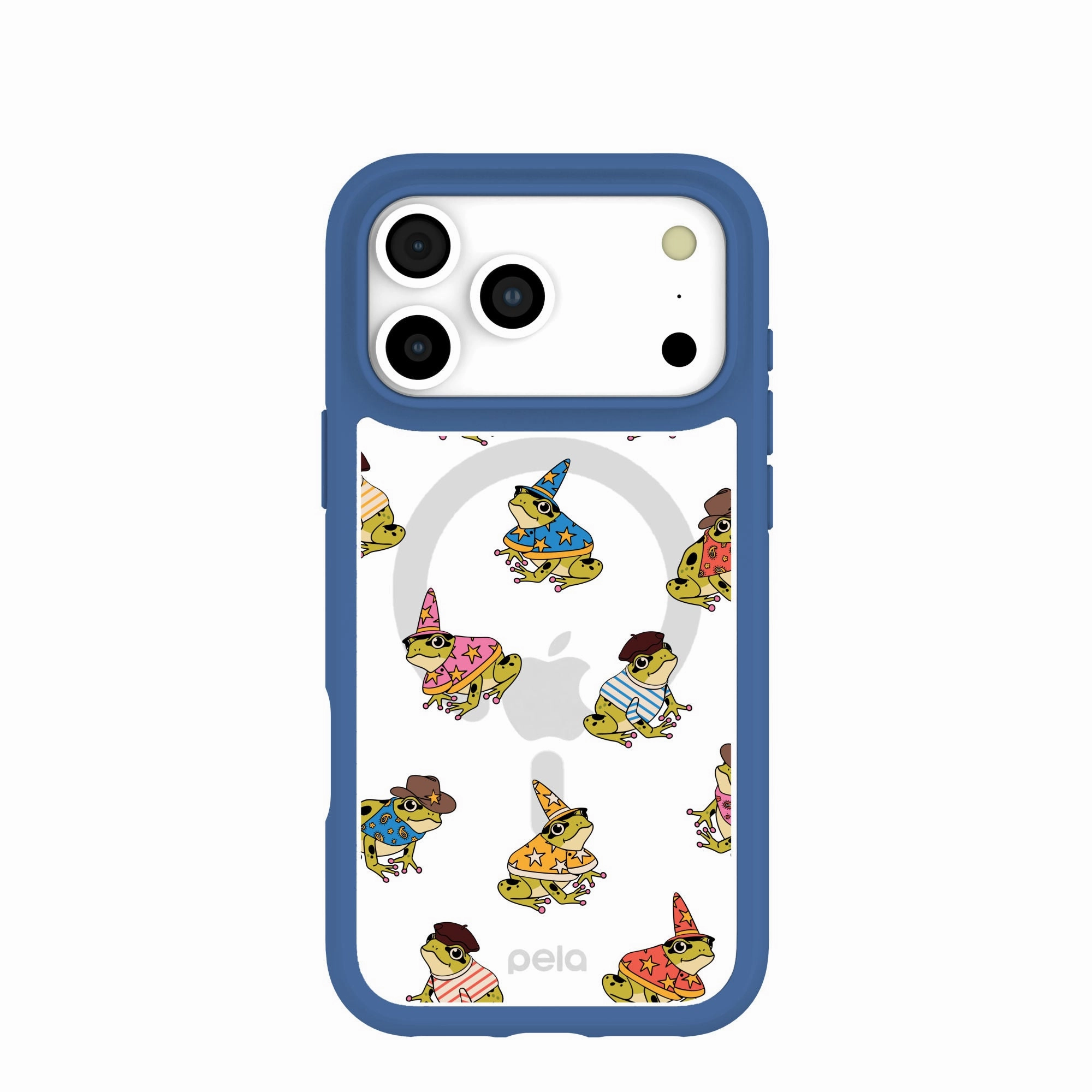 Custom Fit Clear Fancy Frogs iPhone 17 Pro Max Case With True Blue Ridge (MagSafe included)