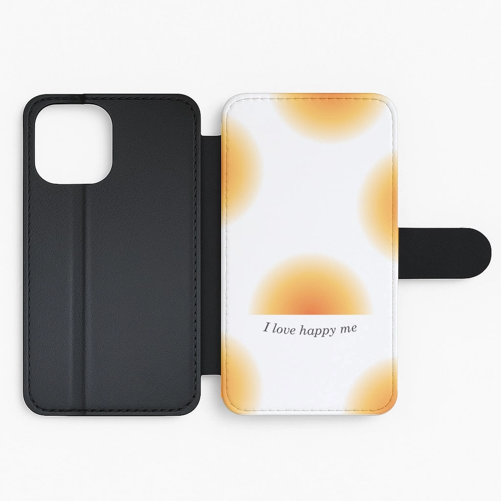 I Love Happy Me Gradient Pattern Flip / Wallet Phone Case Unisex Design Shockproof Frame