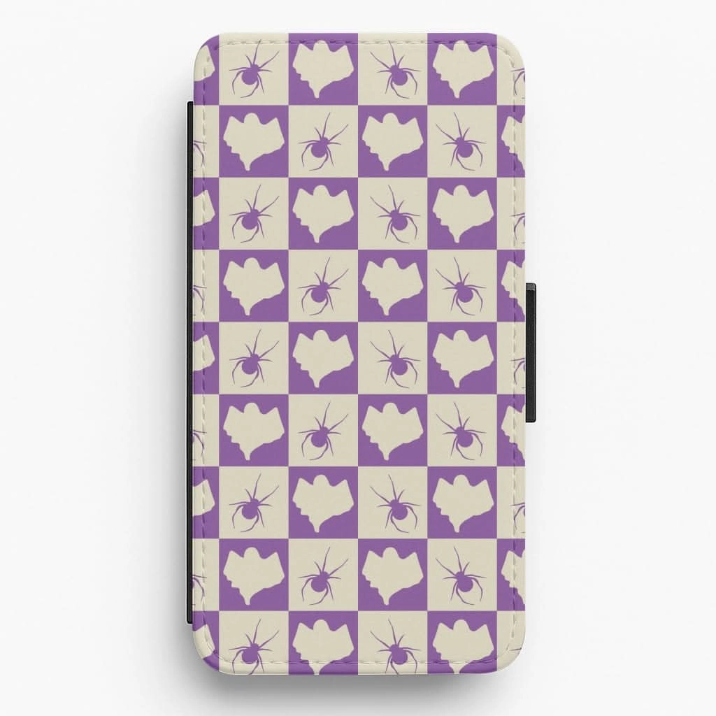 Fashion Choice Luxury Texture Design Spiders And Ghosts Checkered Pattern I Flip / Wallet Phone Case
