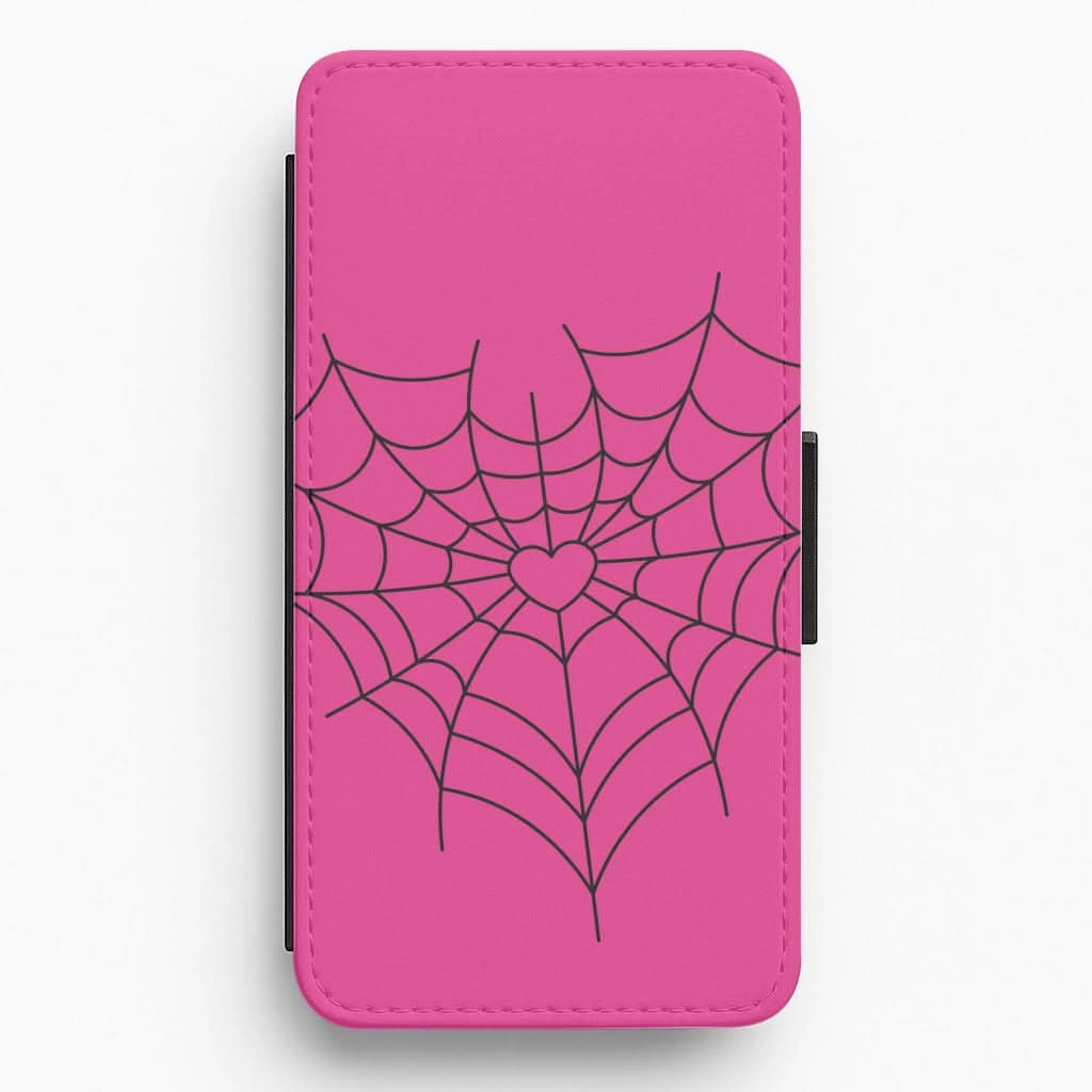 Marble Pattern Daily Durability Spiderweb Hearts II Flip / Wallet Phone Case