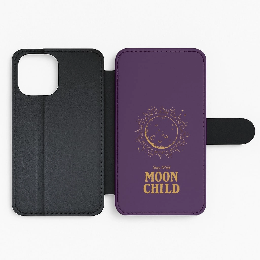 Matte Look Finish Smooth Craft Stay Wild, Moon Child Flip / Wallet Phone Case