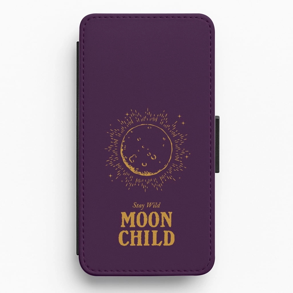 Stay Wild, Moon Child Flip / Wallet Phone Case Colorful Finish Soft Protection Edge