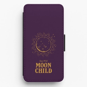 Stay Wild, Moon Child Flip / Wallet Phone Case Colorful Finish Soft Protection Edge