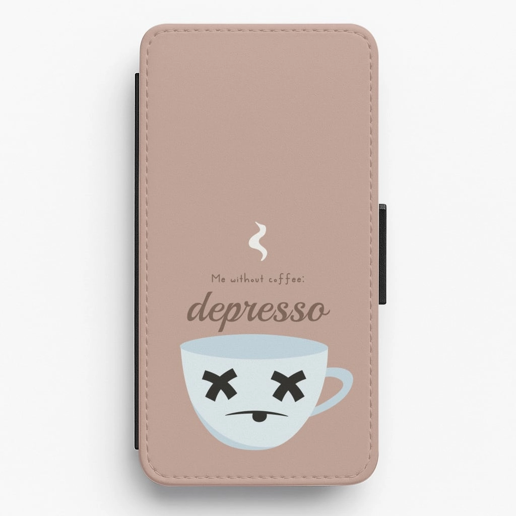 Depresso - Funny Quotes Flip / Wallet Phone Case Vibrant Finish Everyday Carry