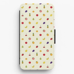 Miniature Fruits Pattern Flip / Wallet Phone Case TPU Material Matte Build