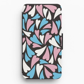 Transgender Hearts - Pride Flip / Wallet Phone Case Grip Enhanced Premium Touch