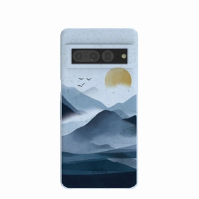Powder Blue Misty Mountains Google Pixel 7 Pro Case Smooth Grip clean design