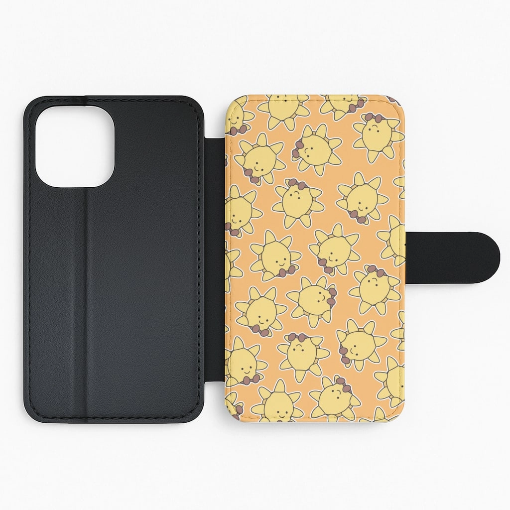 Sun Pattern - Plushy Flip / Wallet Phone Case Protective Gear Matte Shield Layer