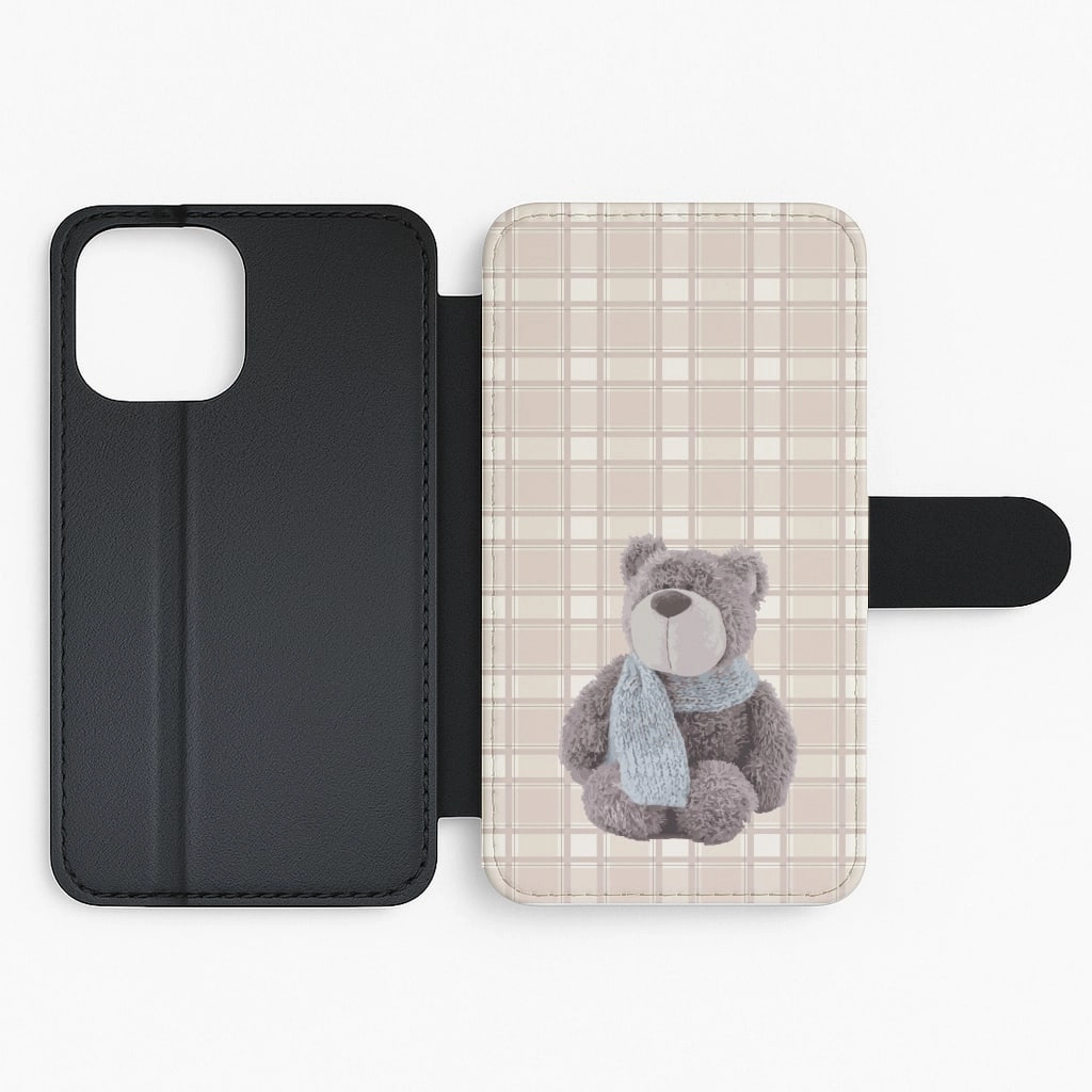 Tartan Teddy Bear  Flip / Wallet Phone Case Ergonomic grip