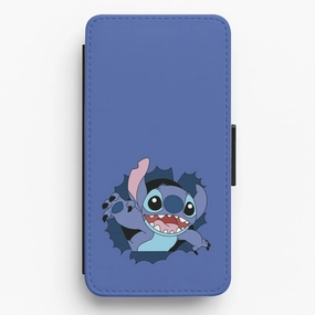 Torn Blue Alien Flip / Wallet Phone Case Premium Detail Finish Strong protection