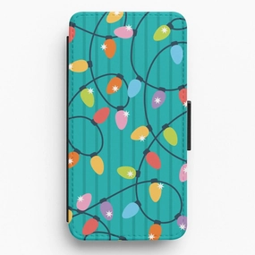 Funky Christmas Lights Pattern Flip / Wallet Phone Case Protective Layering
