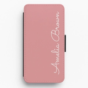 Dust Pink Personalised Flip / Wallet Phone Case Hybrid Touch Water Resistant