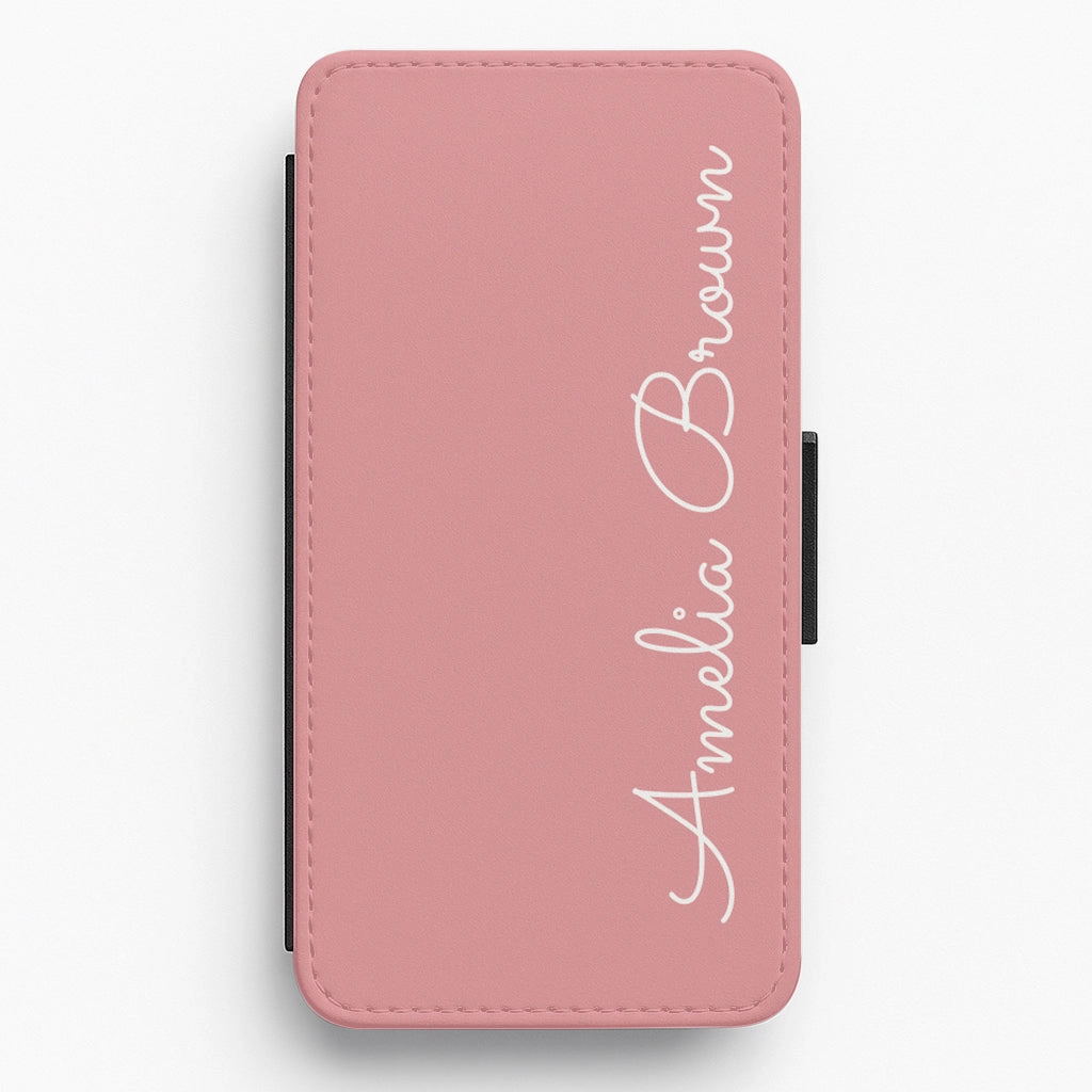 Dust Pink Personalised Flip / Wallet Phone Case Refined Finish Fashion Texture