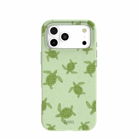 Sage Green Tiny Turtles iPhone 17 Pro Max Case Clear Finish
