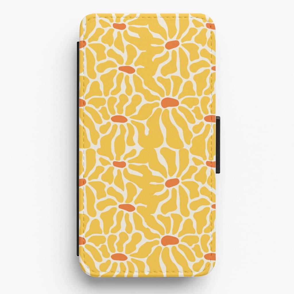 Yellow Flowers - Summer Flip / Wallet Phone Case Smooth Pattern Design