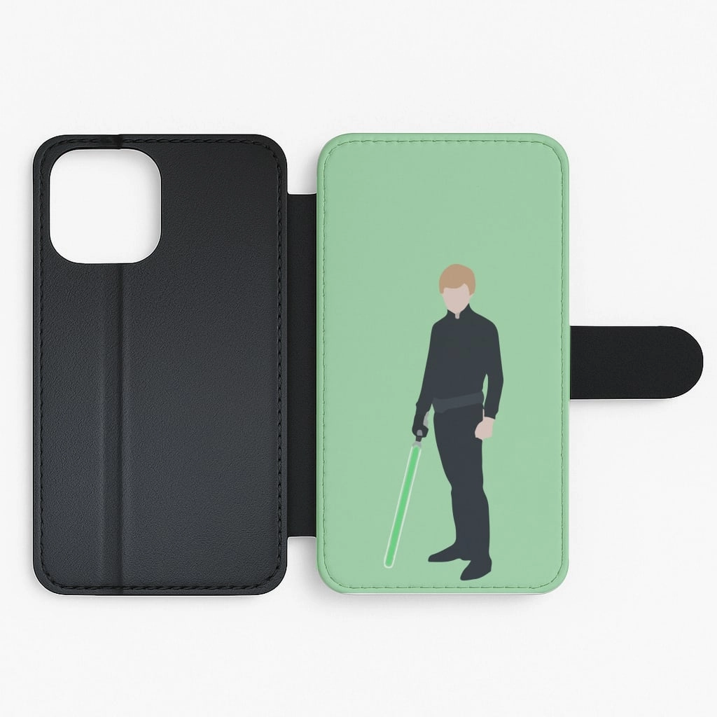 Elegant Pattern Design Comfort grip design Skywalker Green Lightsaber Flip / Wallet Phone Case