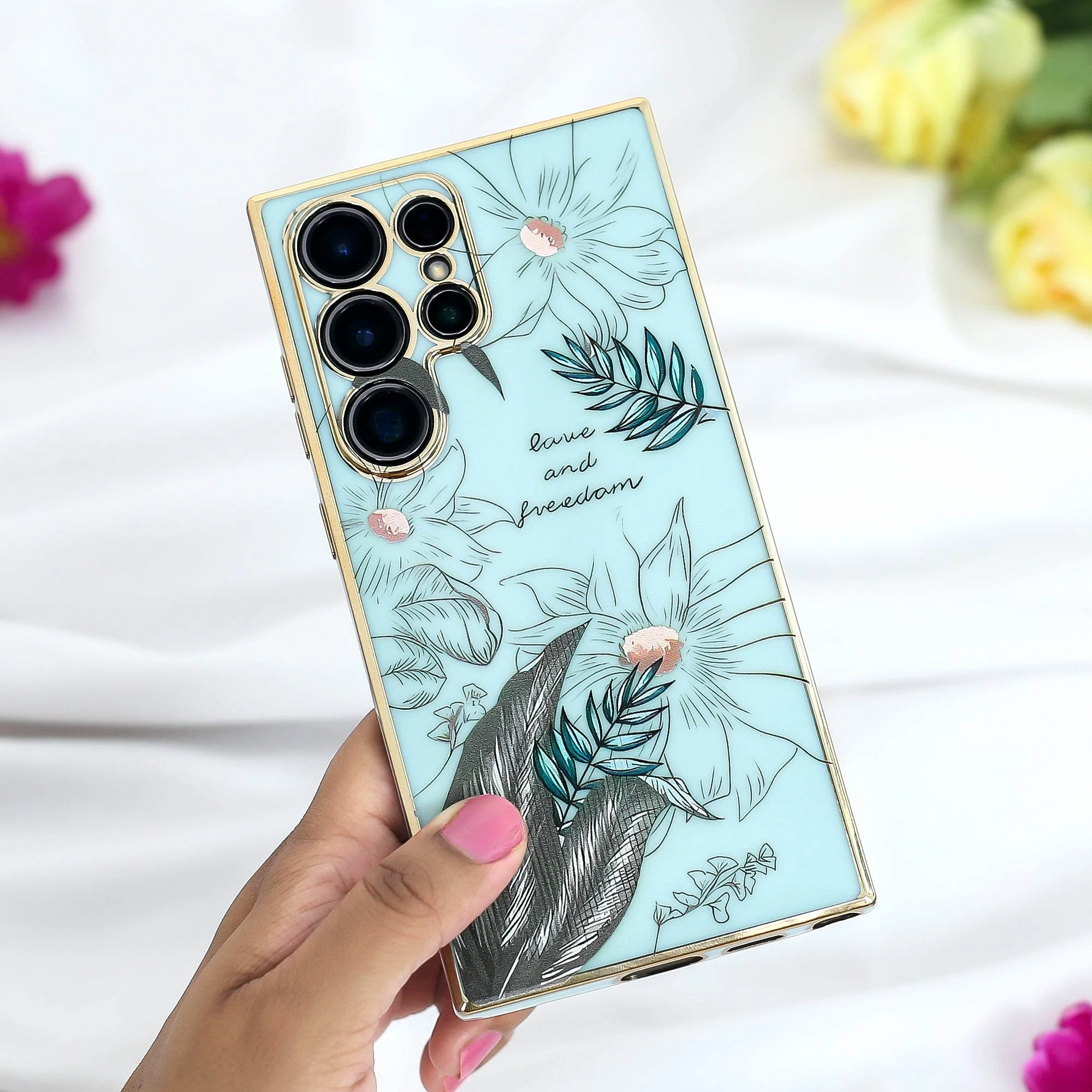 Soft Surface Layer Chic Floral Fusion Bumper Case - Samsung