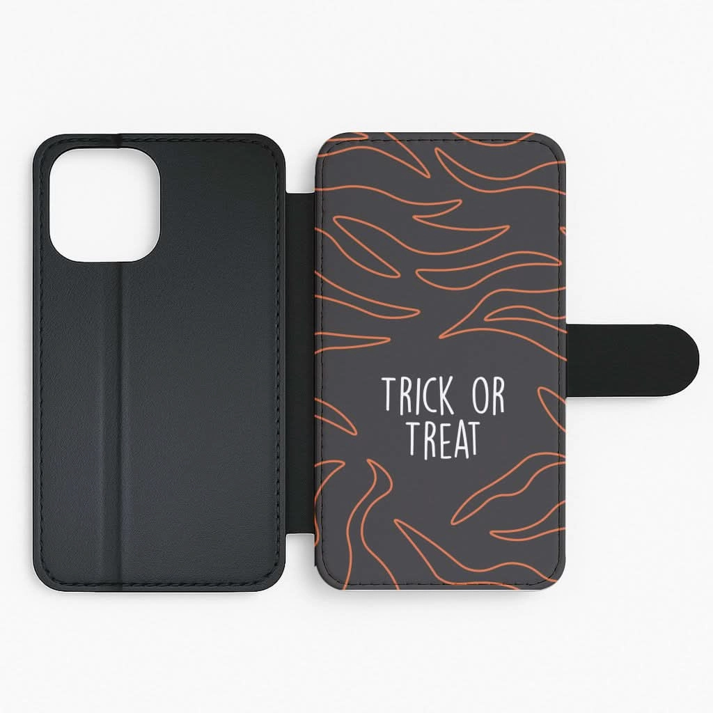 Zebra Print Trick Or Treat Flip / Wallet Phone Case Edge Reinforced