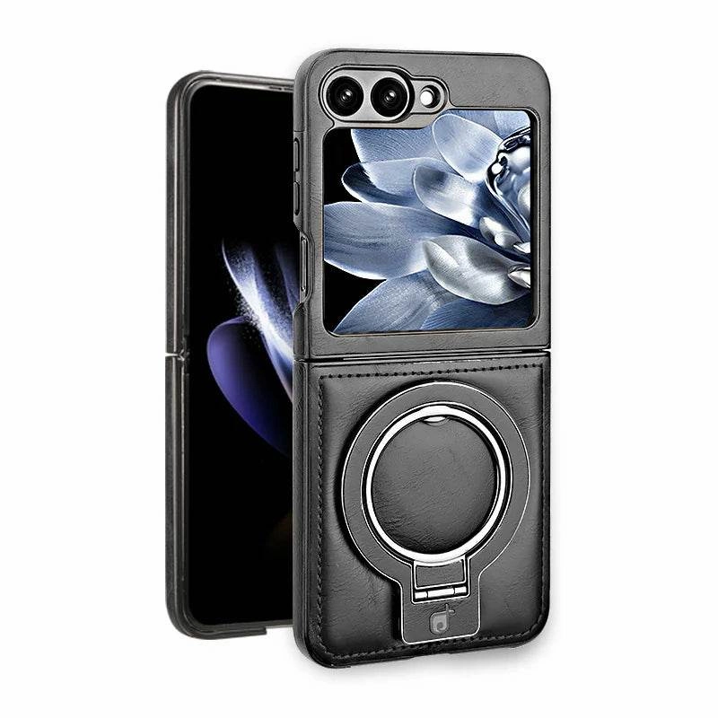 Galaxy Z Flip Series Magno Pro Leather Bracket Case Tough Grip