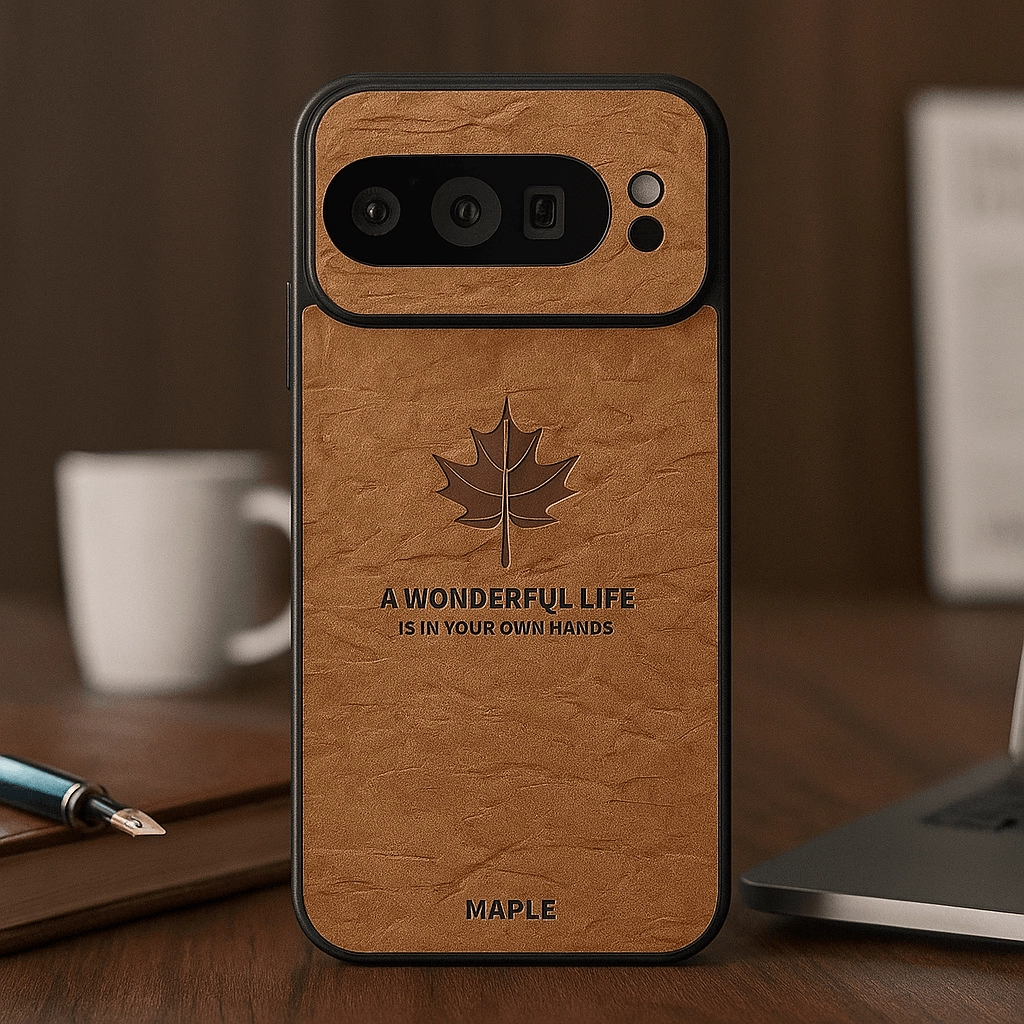 Soft Touch Clear Protection Vintage Maple Leaf Embossed Case - Google