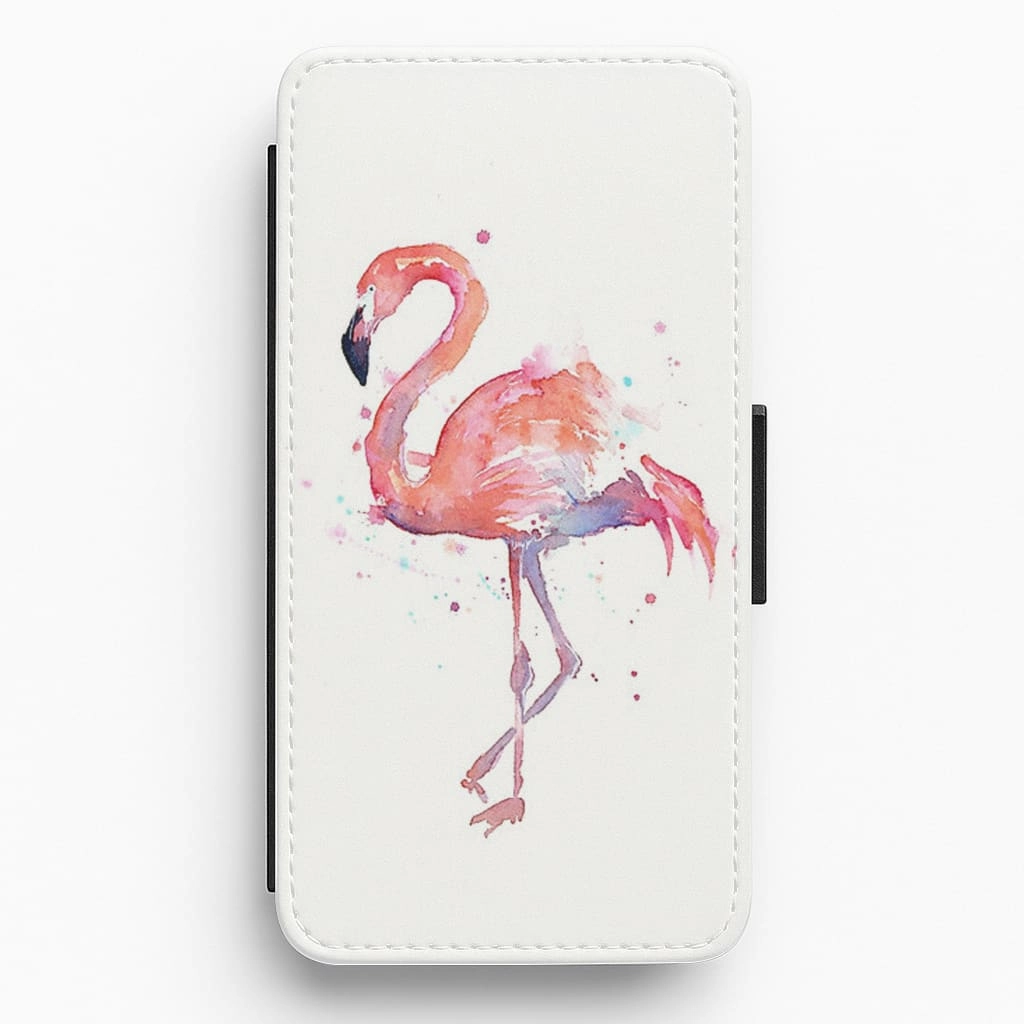 Watercolour Flamingo Painting Flip / Wallet Phone Case Protective barrier Travel Companion