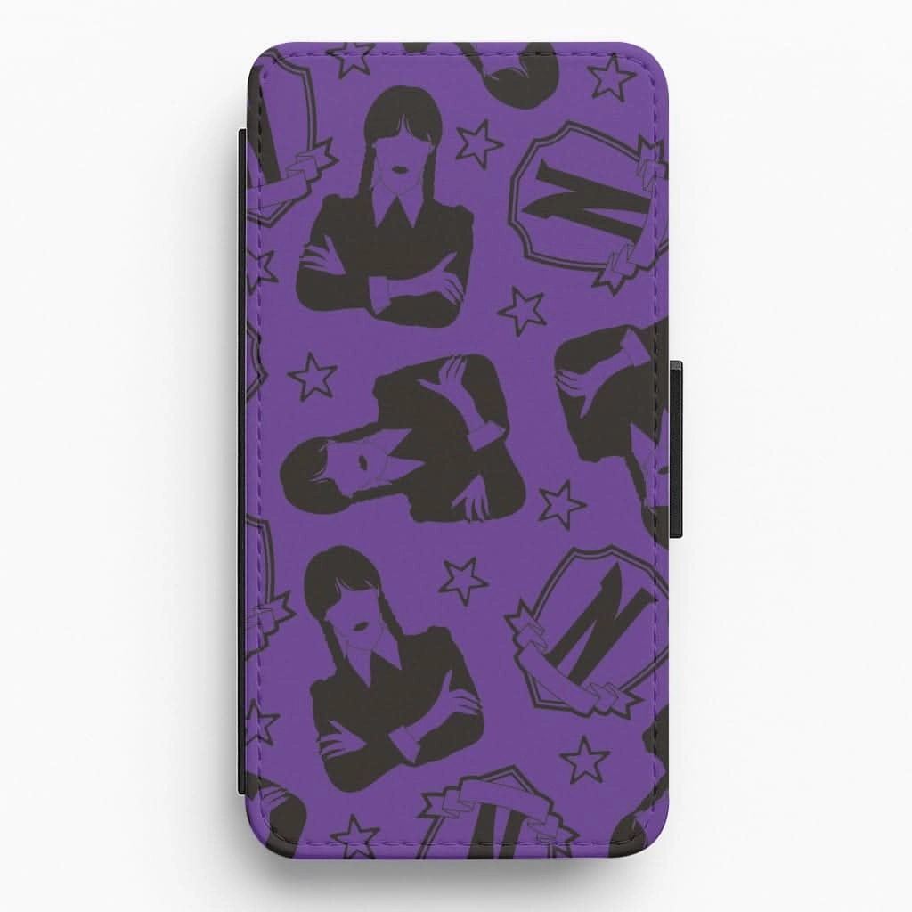 Luxury Surface Stylish Finish Wednesday Pattern Flip / Wallet Phone Case