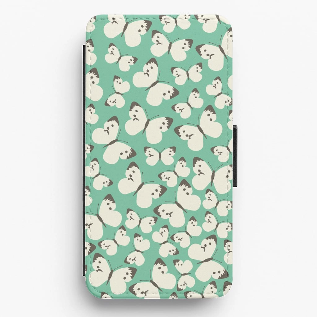 White Butterfly - Butterfly Patterns Flip / Wallet Phone Case Luxury Build Luxury Surface