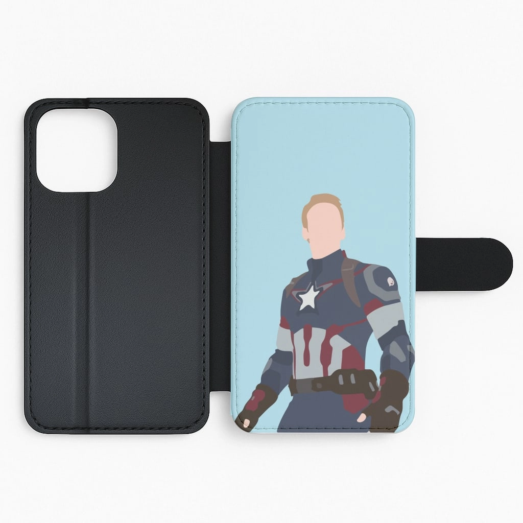 Protective Shell Design Captain America Flip / Wallet Phone Case