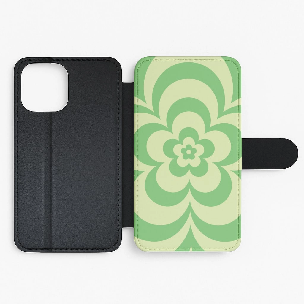 Vivid colors Flexible Texture Green Abstract Flower Pattern  Flip / Wallet Phone Case