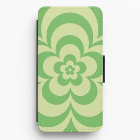 Smooth Feel Green Abstract Flower Pattern  Flip / Wallet Phone Case