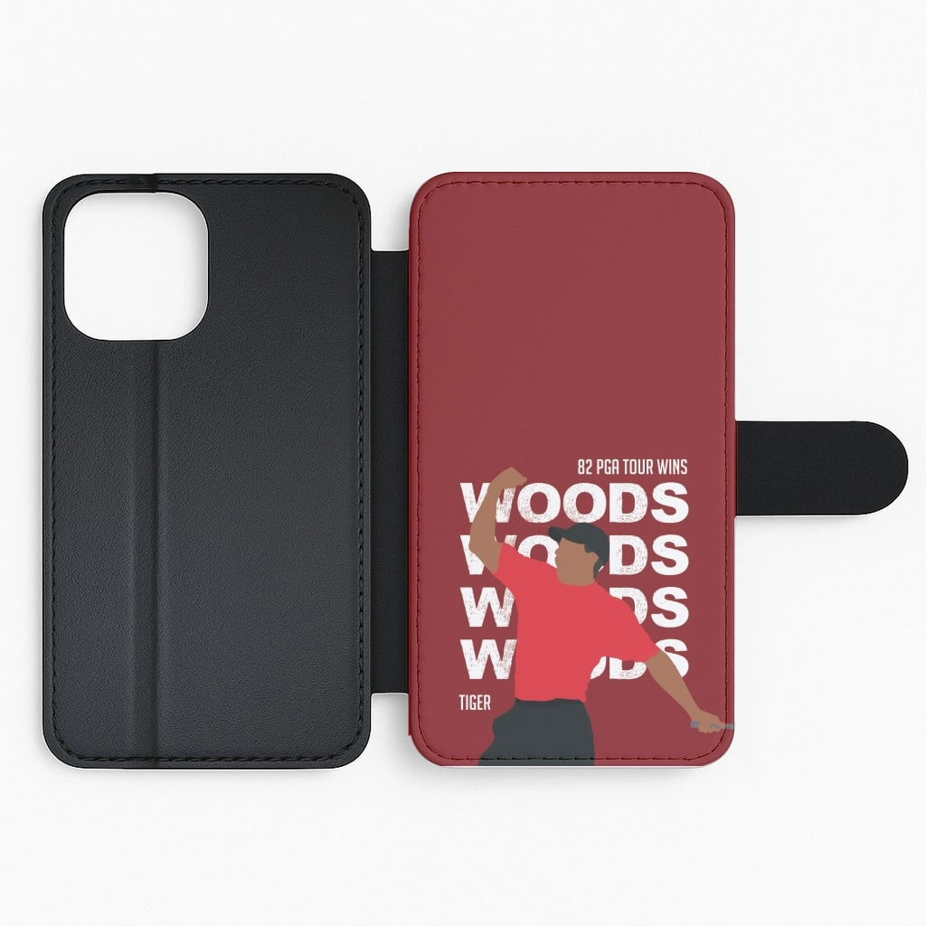 Flexible Detail Woods Dark Red Flip / Wallet Phone Case