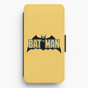 Yellow Batman Logo Wallet Phone Case Luxury Texture Finish Tactile Feel